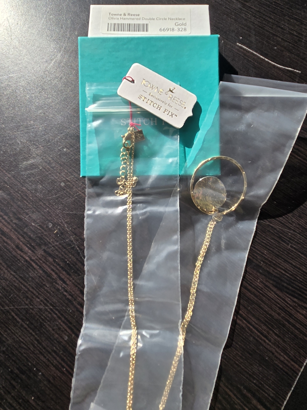 Towne & Reese Gold Double Circle Pendant Necklace